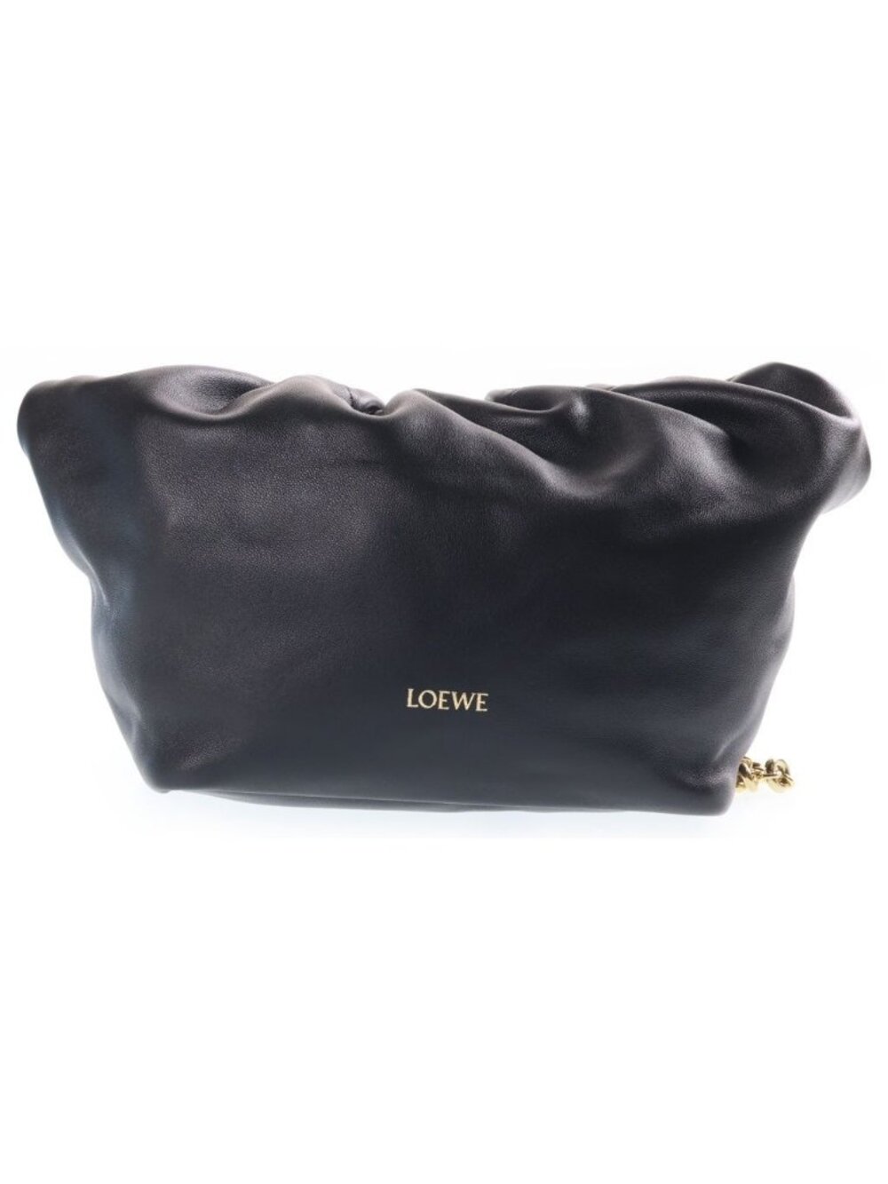 Loewe Squeeze Small Melona Palam Leather Chain Shoulder Bag Gold Black
